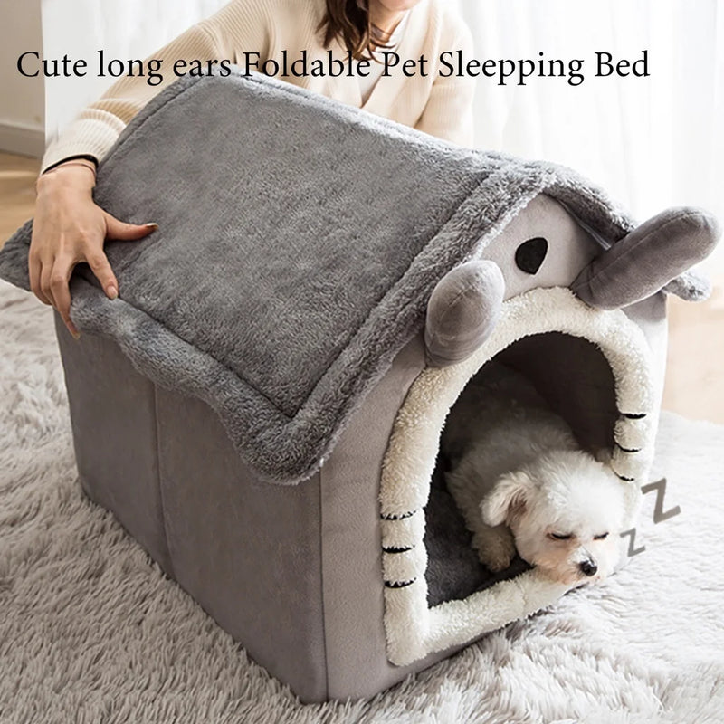 Cama dobrável para gato/cachorro, cama para dormir de animais de estimação, removível e lavável, canil para casa de cachorro, ninho interno para gatos