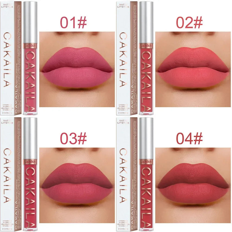 Sexy de longa duração veludo fosco brilho labial batom líquido maquiagem labial feminino beleza vermelho antiaderente copo à prova dwaterproof água brilho labial