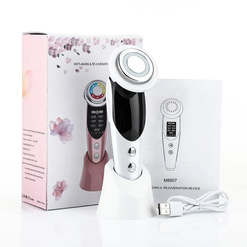 Dispositivos de lifting facial 7 em 1, ems rf, microcorrente, rejuvenescimento da pele, massageador facial, terapia de luz, anti-envelhecimento, rugas, beleza