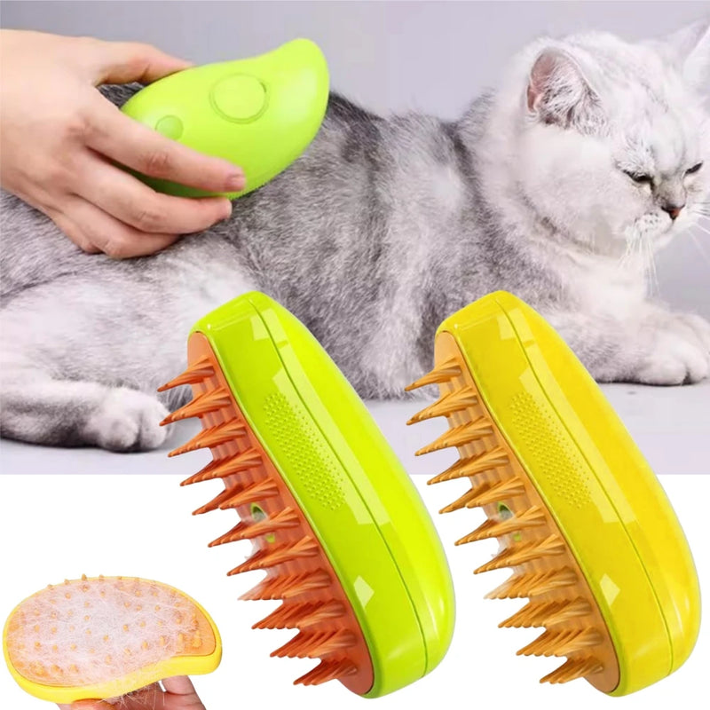 Escova A Vapor 3 Em 1 Autolimpante Para Massagem De Cães E Gatos Removedor de Pêlos Penteador Animais De Estimação