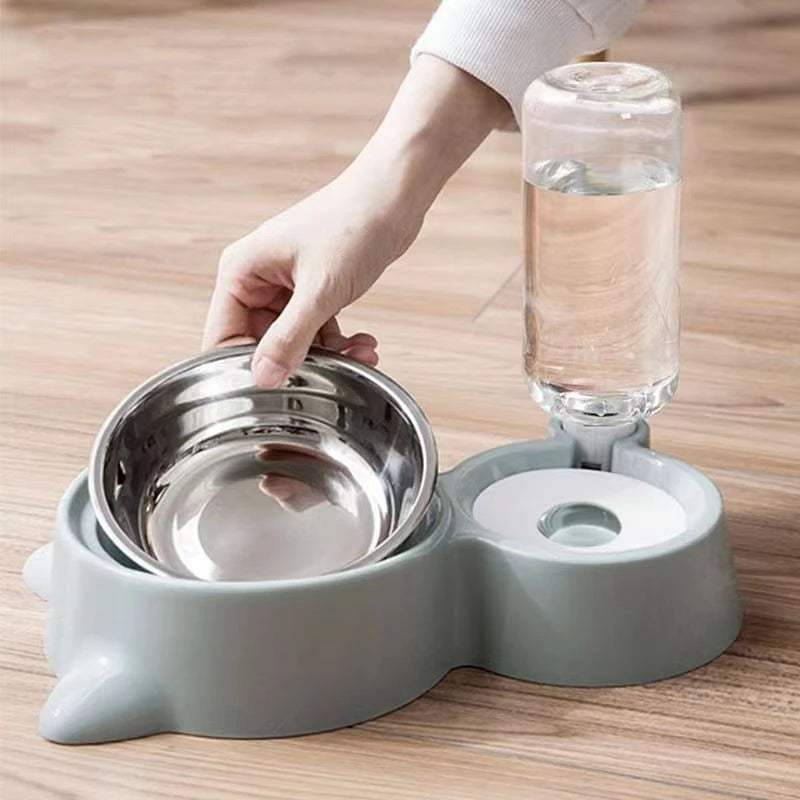 Dispensador de água 2 em 1 para gatos, dispensador automático de água para animais de estimação, cão, gato, recipiente de comida com bebedouro, alimentador de água para animais de estimação