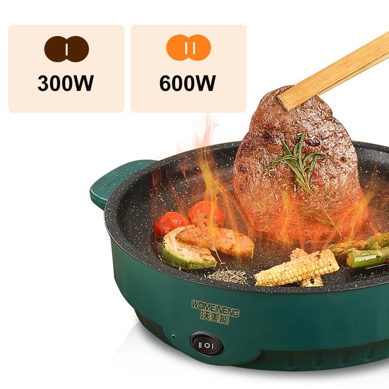 Multi fogão elétrico frigideira elétrica 220v casa churrasco frito bife peixe omelete frigideira antiaderente máquina de cozinhar