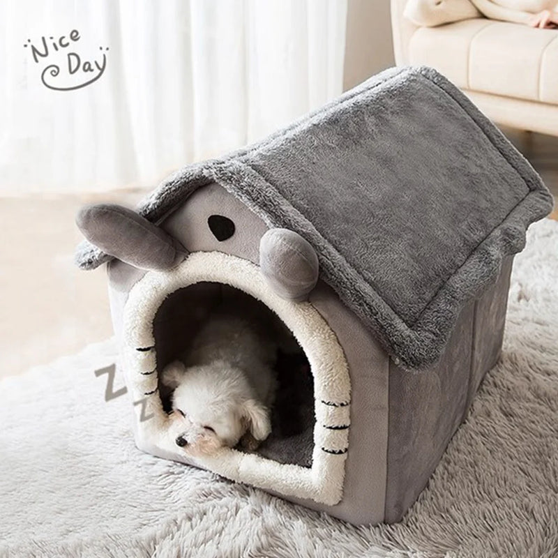 Cama dobrável para gato/cachorro, cama para dormir de animais de estimação, removível e lavável, canil para casa de cachorro, ninho interno para gatos