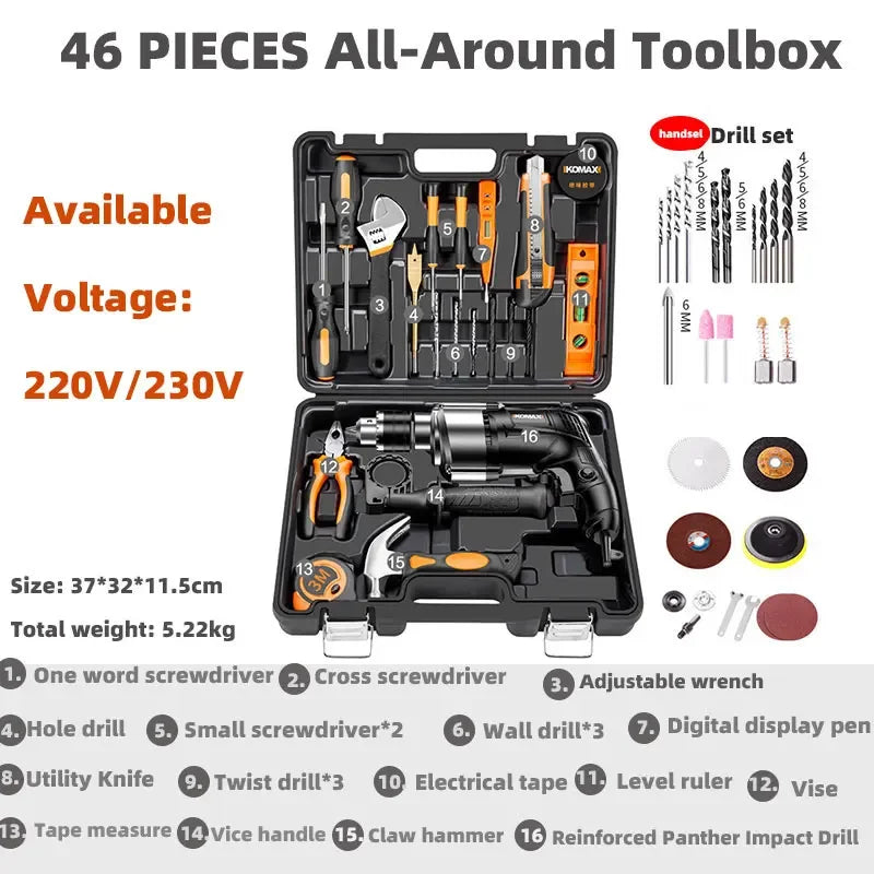 Kit de ferramentas completo para mecânico profissional, kit de ferramentas para reparo de carro, eletricista, marcenaria, prático, ferramentas de manutenção doméstica, produto